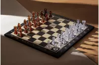 Figuras de ajedrez Staunton no 6, ámbar transparente (rey 96 mm)